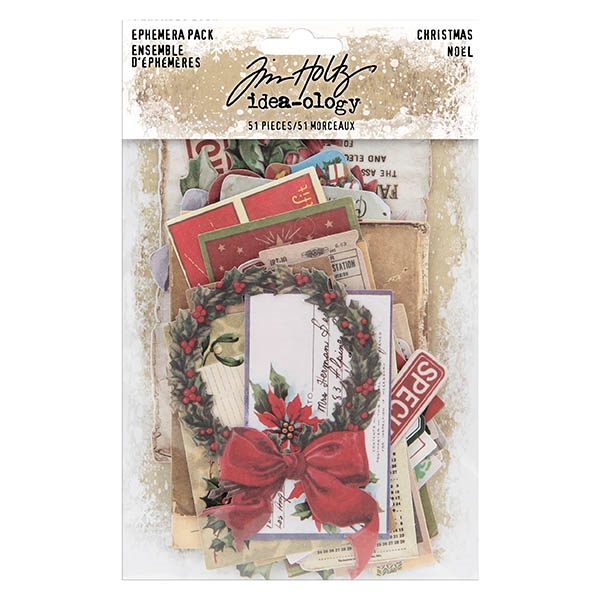 2 Items Tim Holtz Idea-Ology 2019 Christmas Ephemera Pack & Christmas Snippets Pack 