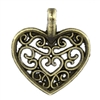 Antiqued Bronze Heart Charms - Set of 3