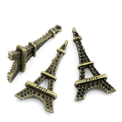 Antiqued Bronze Tone Eiffel Tower Charms - Set of 3