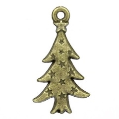 Antique Bronze Christmas Tree Charm - Set of 5