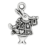 Antique Silver White Rabbit Charms - Set of 6