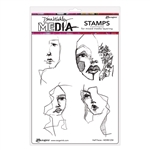 Ranger Dina Wakley MEdia Stamps - Half Faces MDR81258
