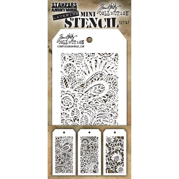 Stampers Anonymous Tim Holtz Mini Layering Stencils Set #47  MST047