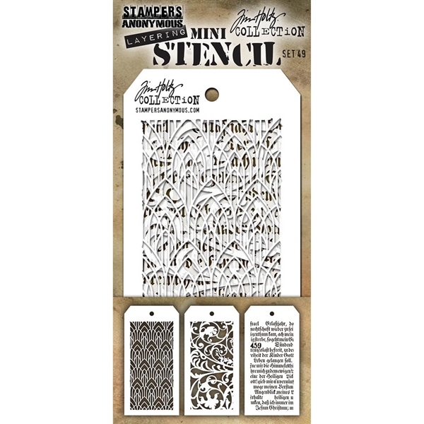 Stampers Anonymous Tim Holtz Mini Layering Stencils Set #49 MST049