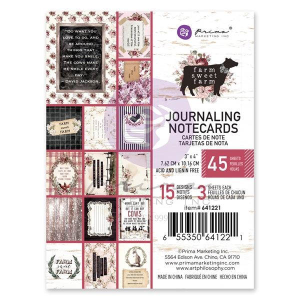 Prima Marketing Farm Sweet Farm - 3x4 Journaling Cards 641221