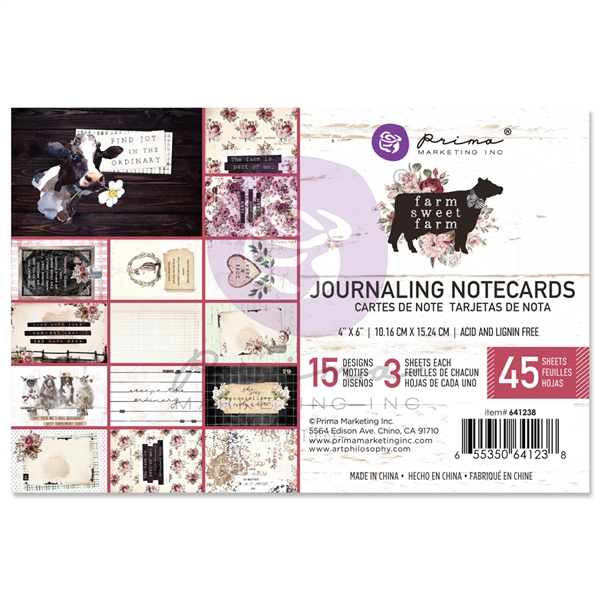 Prima Marketing Farm Sweet Farm - 4x6 Journaling Cards 641238