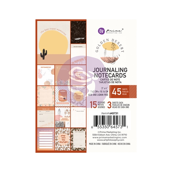 Prima Marketing Golden Desert - 3x4 Journaling Cards 645731