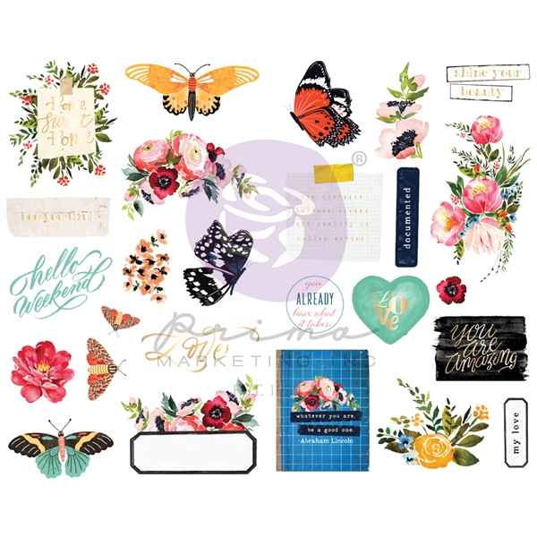 Prima Sticker Prima Marketing Painted Floral - Chipboard Stickers 656263