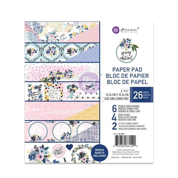 Prima Marketing Spring Abstract  Collection 6x6" Paper Pad 26 sheets 661540