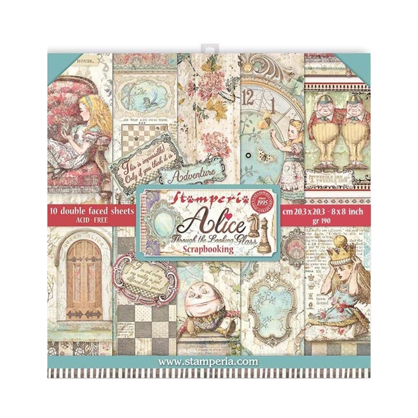 Stamperia - Alice Through the Looking Glass 8x8 Papers SBBS42
