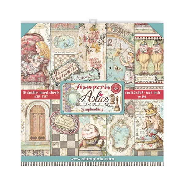 Stamperia Alice Through the Looking Glass - 6x6 Papers SBBXS02