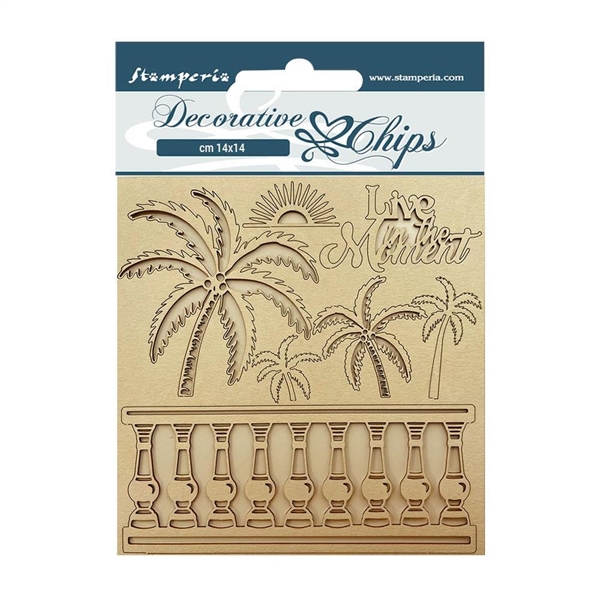 Stamperia Blue Dream Palms  - Decorative Chips SCB155