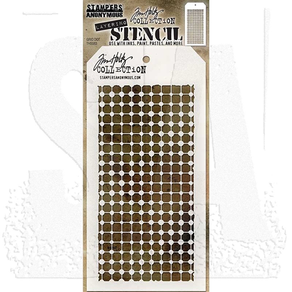 Stampers Anonymous Tim Holtz Layering Stencil - Grid Dot THS083