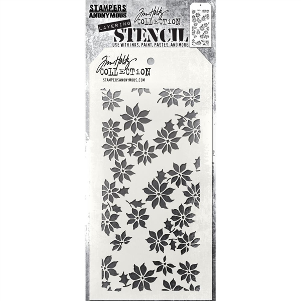 Stampers Anonymous Tim Holtz Layering Stencil - Tiny Poinsettia THS163