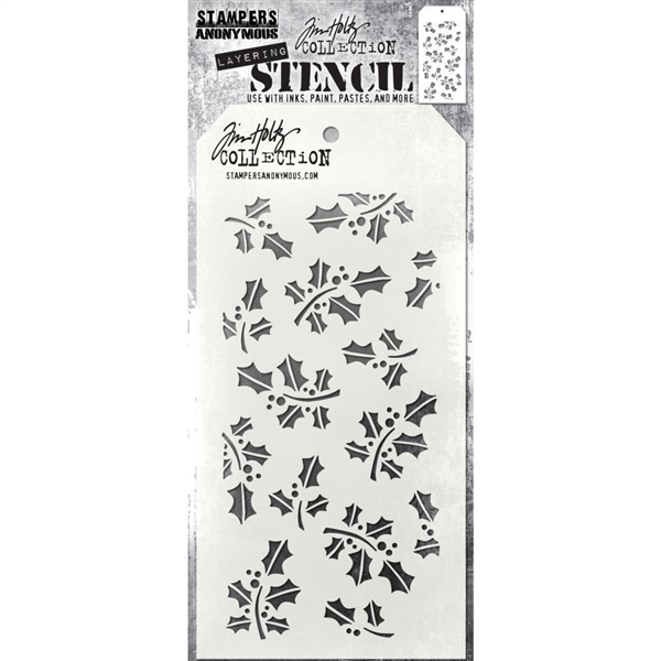 Stampers Anonymous Tim Holtz Layering Stencil - Hollyberry THS165