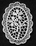 White Venise Lace Oval with Floral Pattern Appliques