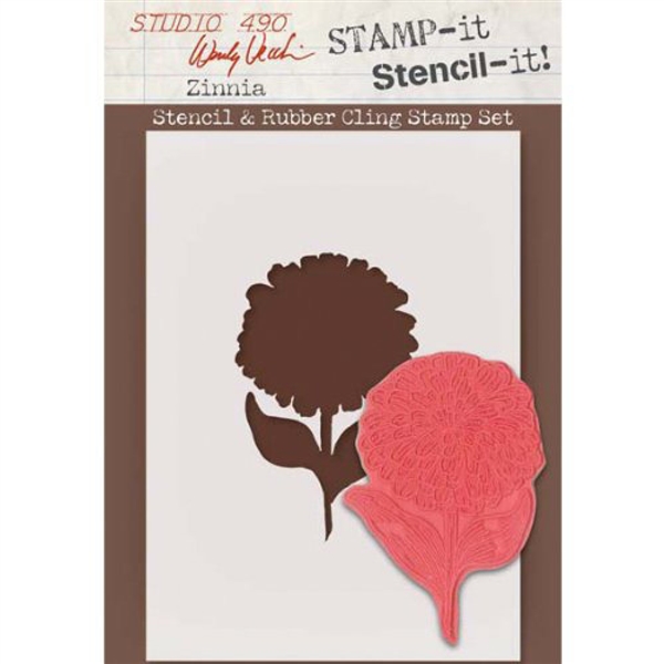 Stampers Anonymous Studio 490 Wendy Vecchi Stamp-it-Stencil-It Zinnia WVSTST004