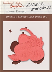 Stampers Anonymous Studio 490 Wendy Vecchi Stamp-it-Stencil-It Autumn Harvest WVSTST039