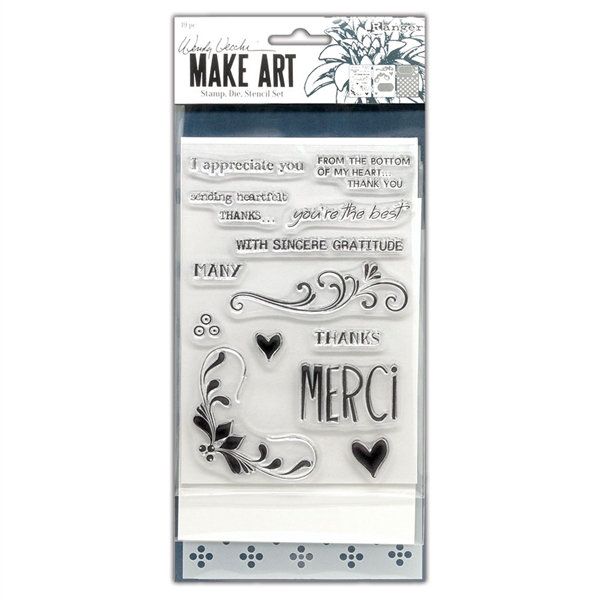 Ranger Wendy Vecchi MAKE ART Stamp, Die, Stencil Set - Merci & More WVZ71129